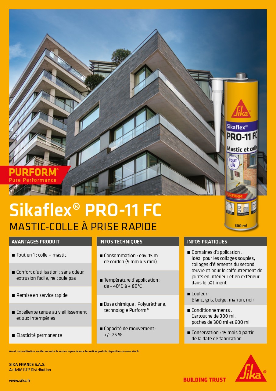Mastic colle SIKA Sikaflex PRO 11 FC Purform - Gris - 300ml
