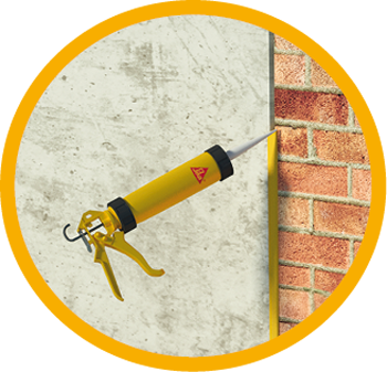 Illustration of Sikaflex cartridge at concrete brick wall joint sealant